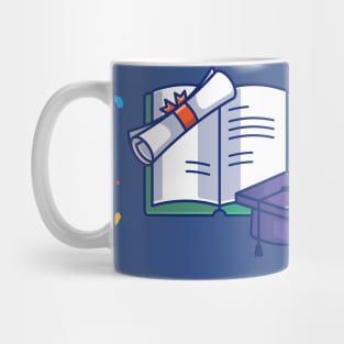 Thesis Book, Graduation Hat And Certificate Cartoon Mug